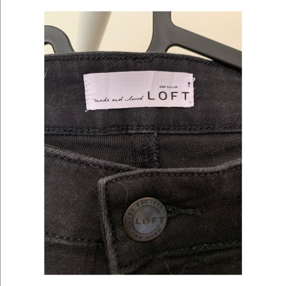 LOFT Frayed Cuff Straight Black Jeans (Petite 25) - Picture 3 of 3